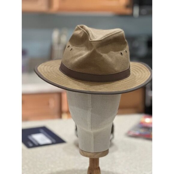Mens Size Medium Original Outback Brown Oilskin Hat 100% Cotton with Koala Pouch - Picture 1 of 7
